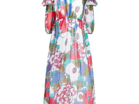 1980s Donald Campbell Printed Floral Cotton Organdy Maxi Dress Online