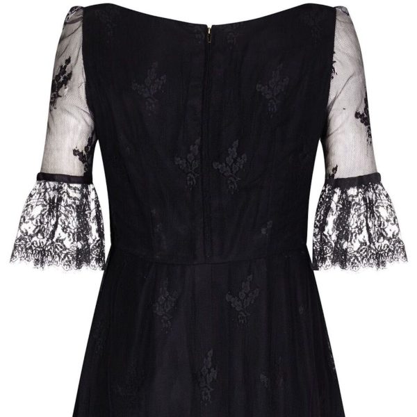 Marcel Fenez 1960s Black Cocktail Dress With Lace Cuffs For Sale