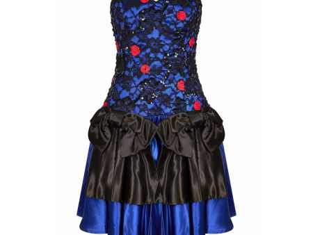 1980s Roots Blue Lace Bow Detail Cocktail Dress with Structured Bodice Sale