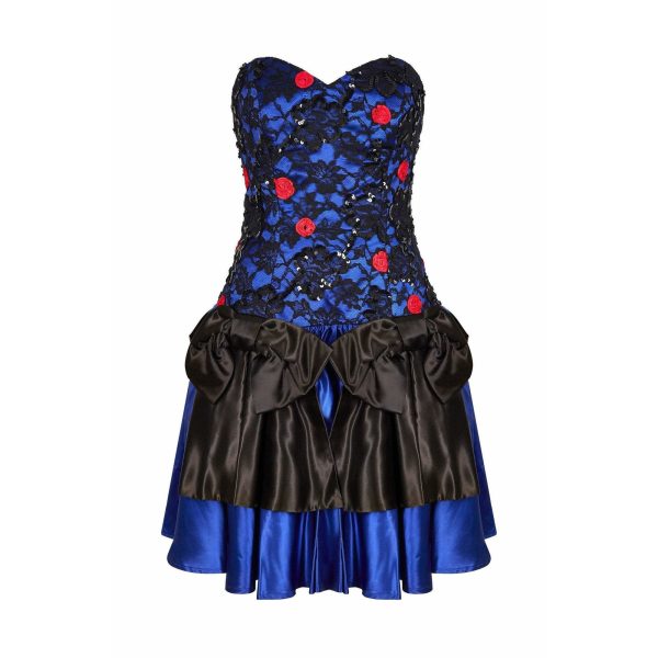 1980s Roots Blue Lace Bow Detail Cocktail Dress with Structured Bodice Sale