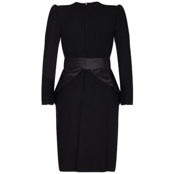 Nina Ricci 1980s Black Wool and Silk Cocktail Dress with Front Bow Detail Online now