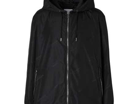 Burberry Black Stretton Logo Hooded Jacket Discount