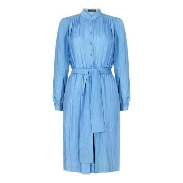 1970s Louis Feraud Sky Blue Silk Shirtwaister Dress Online now