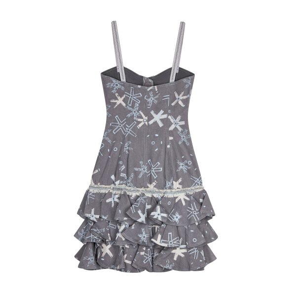 1987 Zandra Rhodes Grey Denim Ra Ra Dress Sale