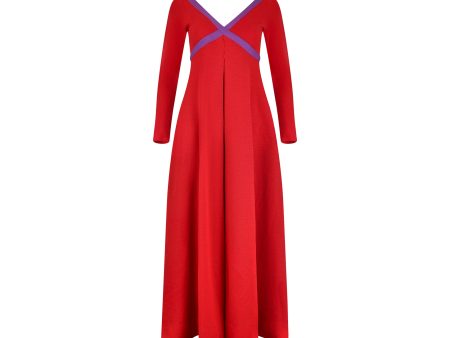 1969 Rudi Gernreich Red and Purple Wool Maxi Dress Online now