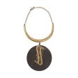 Y2K Cesaree of Paris Large Bronze and Wooden Boho Necklace Fashion