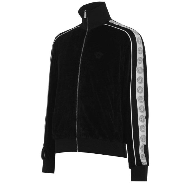 Versace Black Velour Tape Track Jacket Online