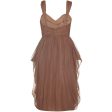 1960s Pale Russet Pleated Silk Chiffon Cocktail Dress For Cheap