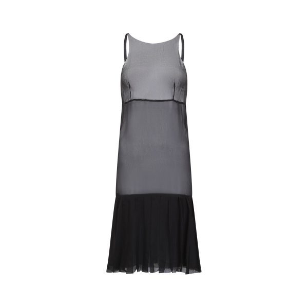 2000s Runway Documented Chanel Black Silk Slip Dress Discount