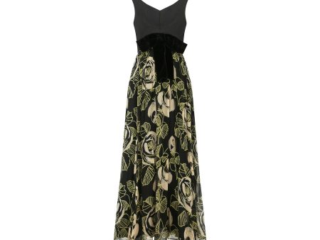 1960s Saks Fifth Avenue Chiffon Rose Print Maxi Dress Online Sale