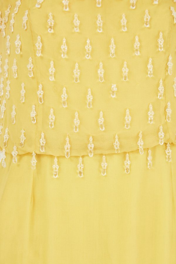 1960s French Couture Yellow Silk Chiffon Sequin Beaded Dress Online