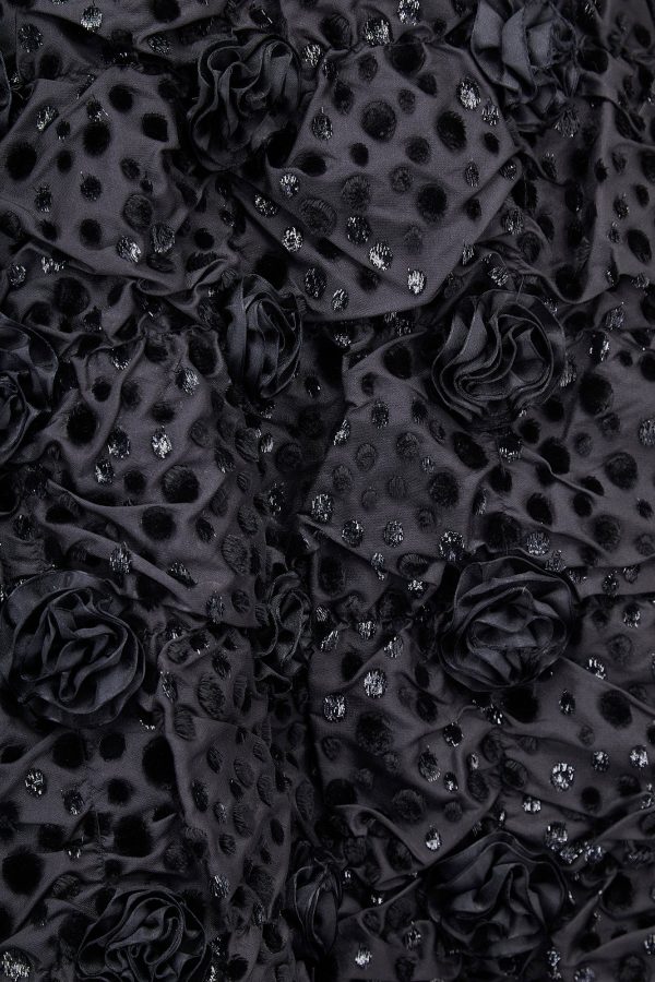 1980s Arnold Scaasi Couture Black Velvet Rosette Dress Sale