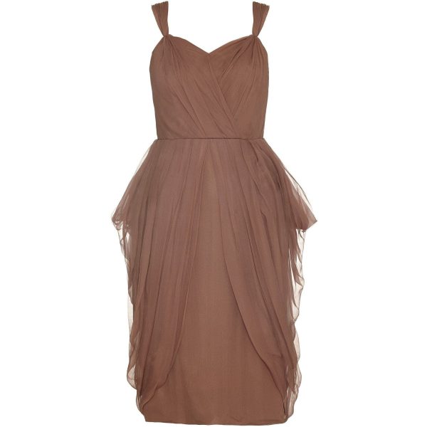 1960s Pale Russet Pleated Silk Chiffon Cocktail Dress For Cheap