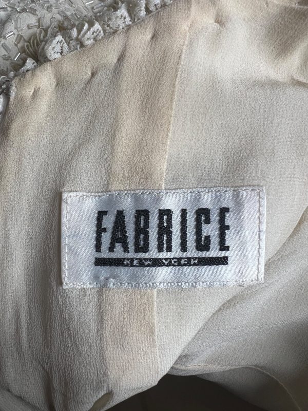 1990s Fabrice Cream Beaded and Lace Strapless Dress Cheap