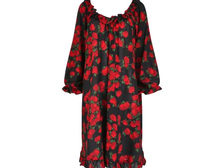 1994 Yves Saint Laurent Wool Roseprint Dress For Sale