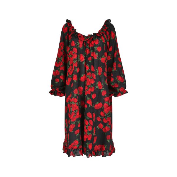 1994 Yves Saint Laurent Wool Roseprint Dress For Sale