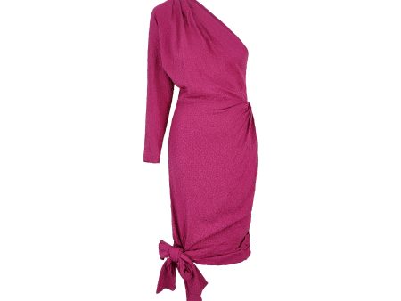 1987 Yves Saint Laurent Pink Silk Asymmetric Dress with Belt For Cheap