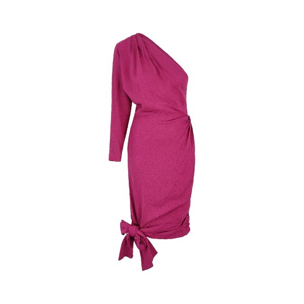 1987 Yves Saint Laurent Pink Silk Asymmetric Dress with Belt For Cheap