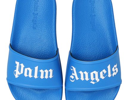 Kids Palm Angels Blue Sliders Cheap