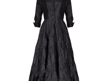 1950s Ceil Chapman Black Silk Taffeta Full Circle Dress Discount