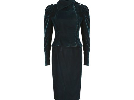 2003 Givenchy Fall Haute Couture Green Velvet Skirt Suit Online