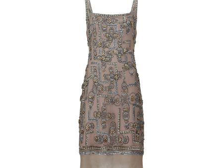 1990s Lindka Cierach Couture Beaded Shift Dress Supply