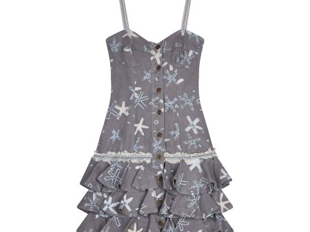 1987 Zandra Rhodes Grey Denim Ra Ra Dress Sale