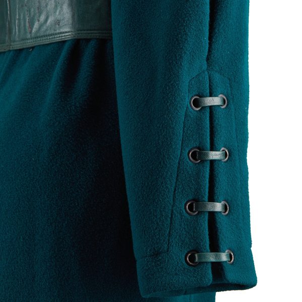 1980s Claude Montana Teal Green Wool Overcoat Discount