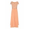 1960’s Peach Crepe Full Length Couture Dress with Beaded Bodice Cheap