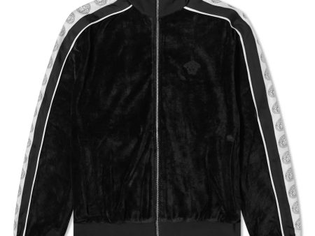 Versace Black Velour Tape Track Jacket Online