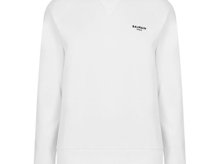 Balmain White Small Logo Sweatshirt Hot on Sale