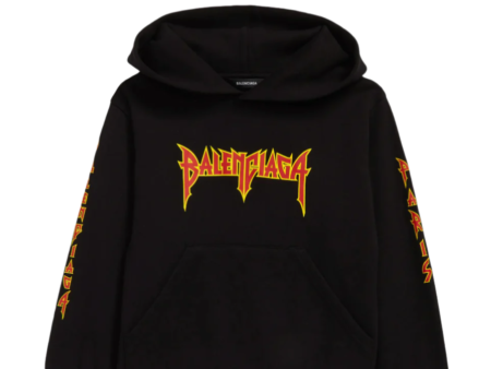 Kids Balenciaga Black Metal Logo Hoodie Online now