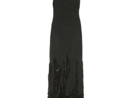 1920’s 30’s Sequined Long Black Flapper Dress For Sale