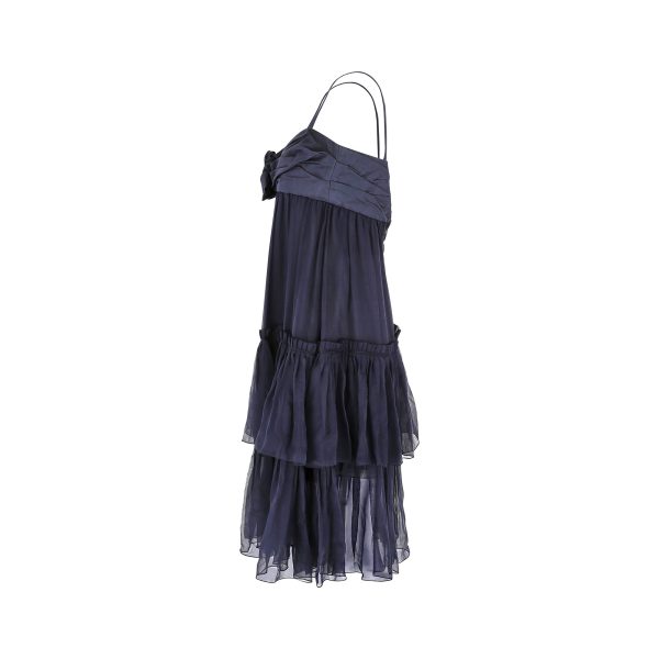 2008 Christian Dior Navy Silk Chiffon Babydoll Dress For Sale