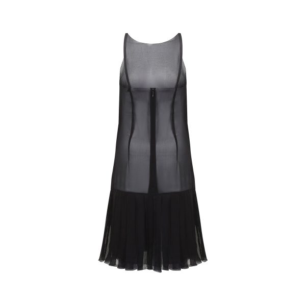 2000s Runway Documented Chanel Black Silk Slip Dress Discount