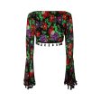 1994 Dolce and Gabbana Floral Trumpet Sleeve Crop Top For Discount