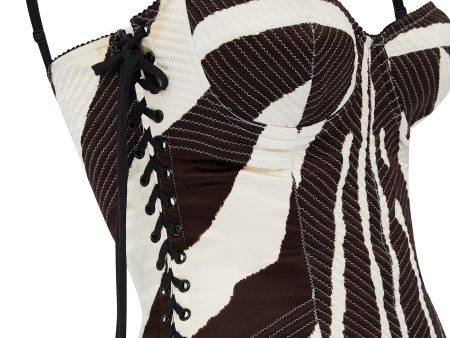 Y2K Dolce and Gabbana Quilted Silk Corset Zebra Print Dress For Cheap