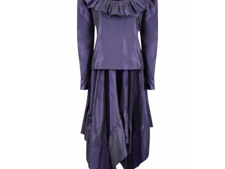 1980s Yves Saint Laurent Silk Taffeta Purple Skirt Set Online Sale