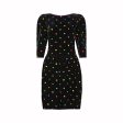 1980s Caroline Charles Silk Velvet Polka Dot Dress Online now