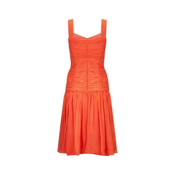 1980s Louis Feraud Orange Silk Crepe Dress For Discount