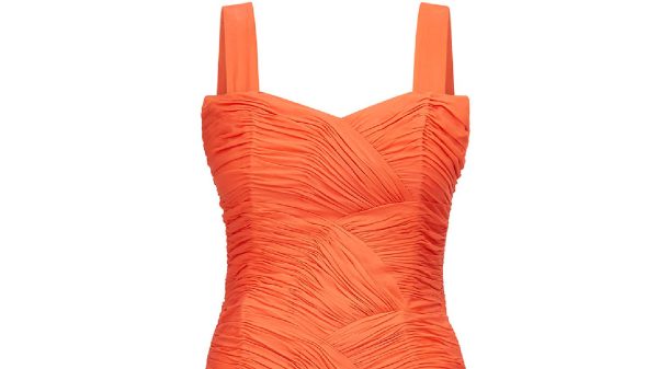 1980s Louis Feraud Orange Silk Crepe Dress For Discount