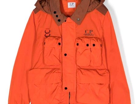 Kids CP Company Orange Chrome Goggle Jacket Online Hot Sale