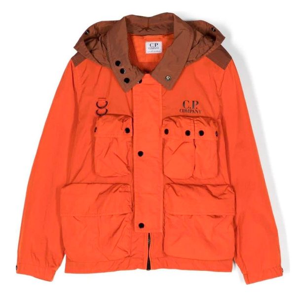 Kids CP Company Orange Chrome Goggle Jacket Online Hot Sale