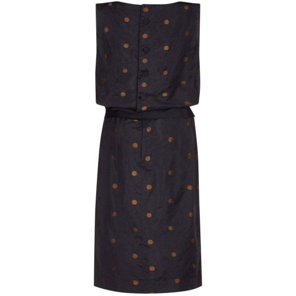 Kitty Copeland 1950s Black Taffeta Silk Polkadot Dress Online now