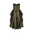 ARCHIVE - 1980s Katerina Strapless Olive Green Taffeta Dress For Discount