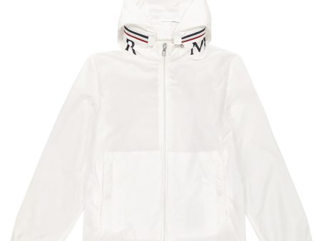 Kids Moncler Aidrian White Logo Jacket Fashion