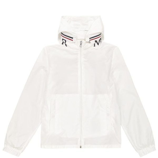 Kids Moncler Aidrian White Logo Jacket Fashion