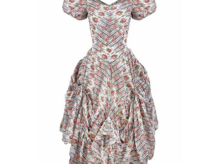 1930s Floral Cotton Polynesian Style Dress For Discount