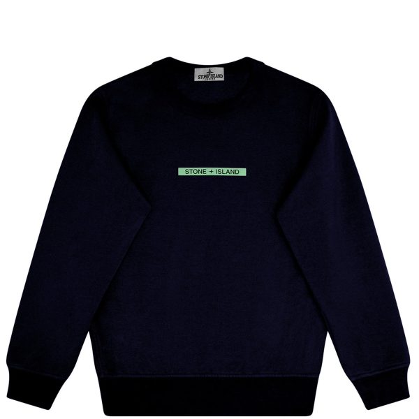 Stone Island Junior Navy Logo Sweatshirt Discount