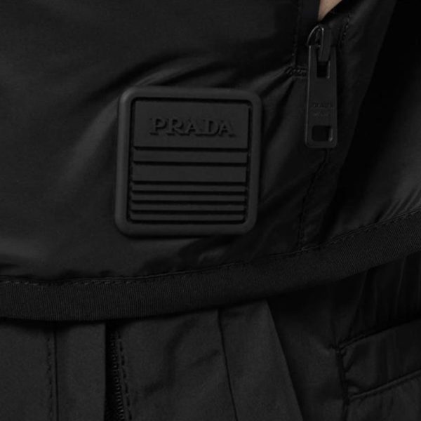 Prada Black Nylon Concealed Hood Jacket Sale